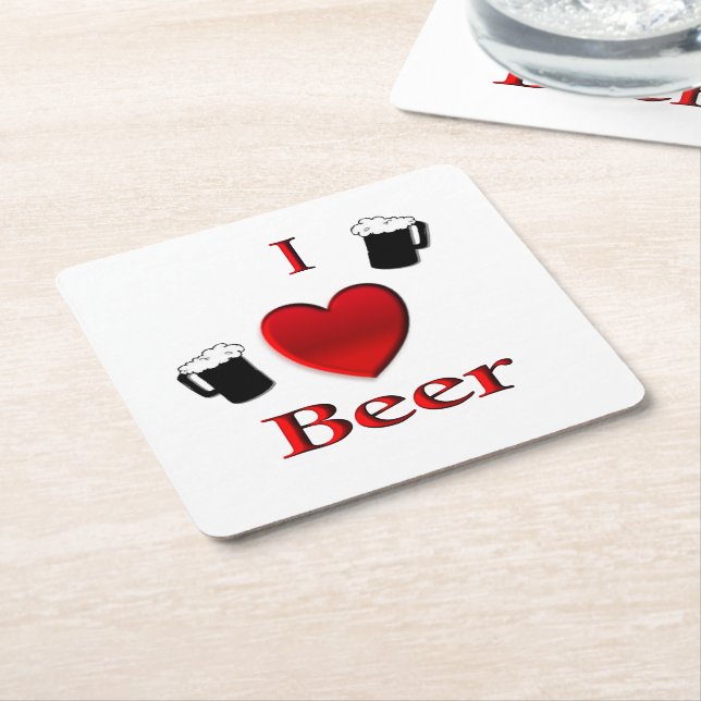 Dessous De Verre Carré I Heart Beer Design (Incliné)