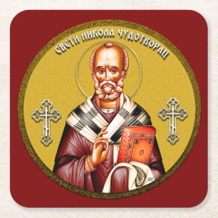 Dessous De Verre Carré Icône orthodoxe Saint Nicolas 01