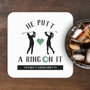 Dessous De Verre Carré Il a mis une bague dessus Golf Enterrement de vie