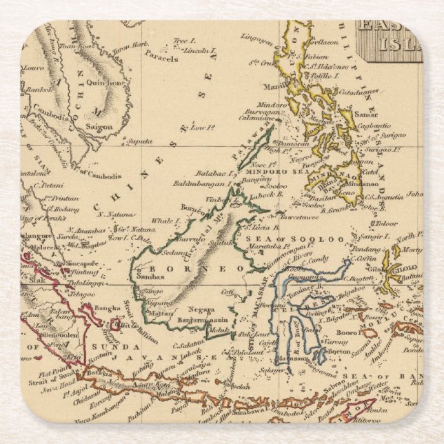 Dessous De Verre Carré Îles est de l'Inde (Devant)