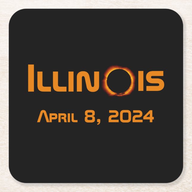 Dessous De Verre Carré Illinois 2024 Total Solaire Eclipse (Devant)