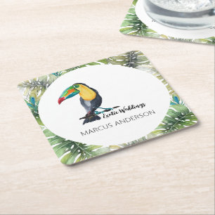 Dessous De Verre Carré Illustration aquarelle exotique du toucan mignon