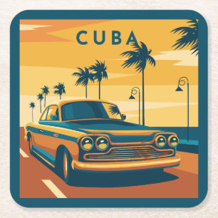 Dessous De Verre Carré Illustration Cuba