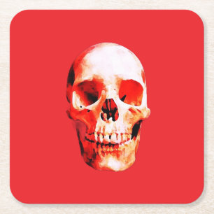 Dessous De Verre Carré Illustration d'art Pop Skull