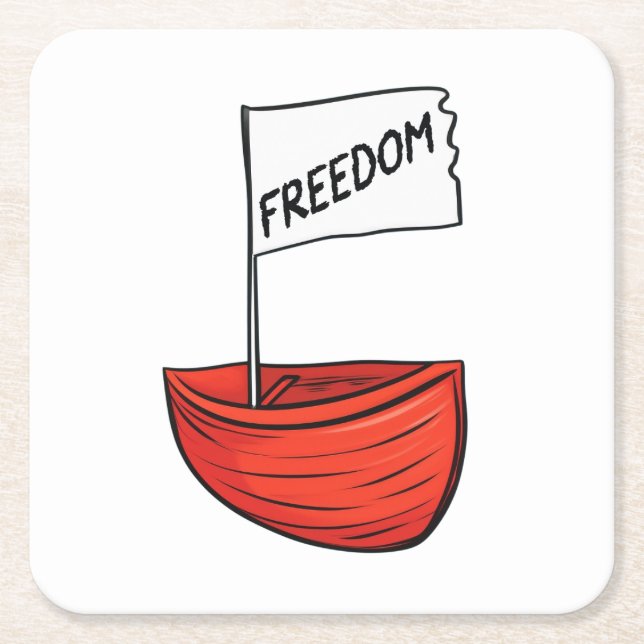 Dessous De Verre Carré Illustration de bateau de liberté nautique (Devant)