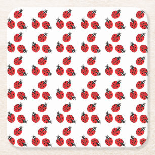 Dessous De Verre Carré Illustration de coccinelle rouge blanc