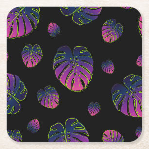 Dessous De Verre Carré Illustration de feuille tropicale de Monstera