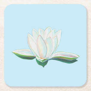 Dessous De Verre Carré Illustration de Lotus blanc