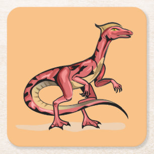 Dessous De Verre Carré Illustration De Velociraptor.