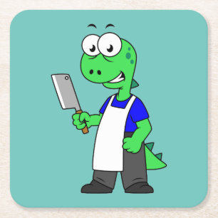 Dessous De Verre Carré Illustration D'Un Boucher Rex Tyrannosaurus.