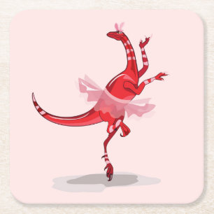 Dessous De Verre Carré Illustration D'Un Raptor Danseur Ballerina.