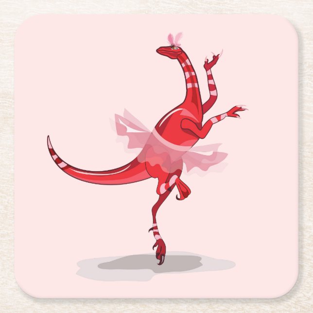 Dessous De Verre Carré Illustration D'Un Raptor Danseur Ballerina. (Devant)