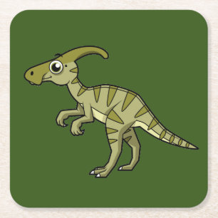 Dessous De Verre Carré Illustration Mignonne D'Un Parasaurolophus Dinosau