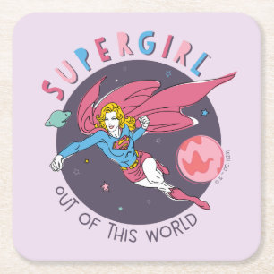 Dessous De Verre Carré Illustration Supergirl volant vers le haut