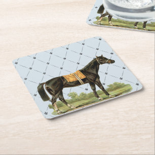 Dessous De Verre Carré Illustration vintage du Cheval de selle