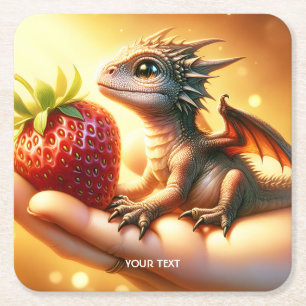 Dessous De Verre Carré Imaginaire Bébé mignon Dragon fraise