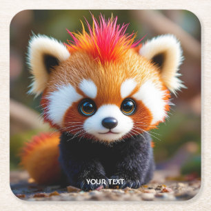 Dessous De Verre Carré Imaginaire mignon Panda Red Hai