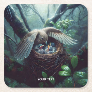 Dessous De Verre Carré Imaginaire Mignonne Pluie de nid d'oiseaux
