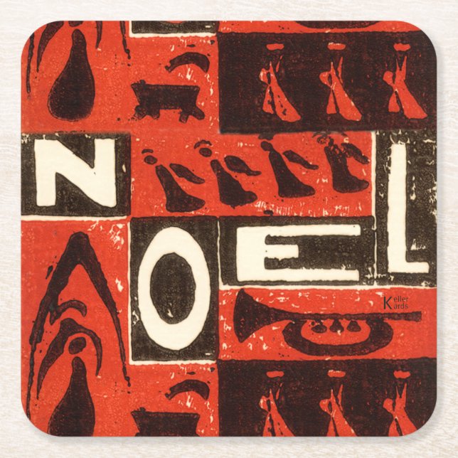 Dessous De Verre Carré Impression bloc rouge Noel (Devant)