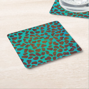 Dessous De Verre Carré Impression Brown et Turquoise dalmate