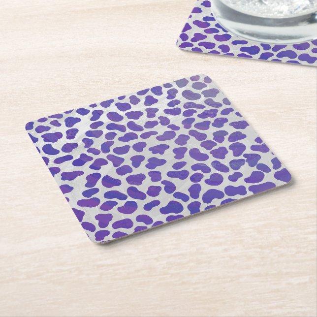 Dessous De Verre Carré Impression dalmate violet et blanche (Incliné)