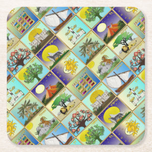 Dessous De Verre Carré Impression d'art Judaica 12 Tribus d'Israël
