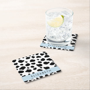 Dessous De Verre Carré Impression De Vache, Spots De Vache, Noir Et Blanc