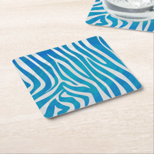 Dessous De Verre Carré Impression en bleu et blanc Zebra