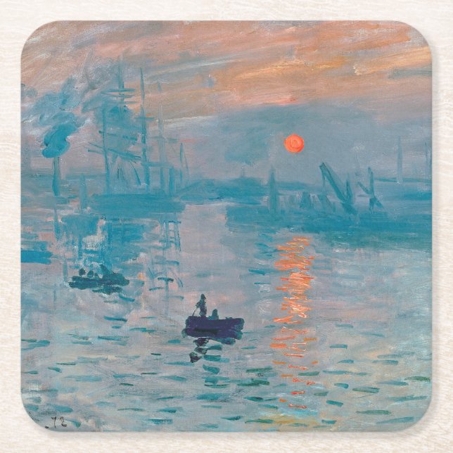 Dessous De Verre Carré Impression Sunrise Claude Monet impressionniste (Devant)