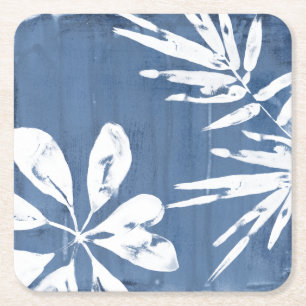 Dessous De Verre Carré Impressions tropicales d'indigo - verdure