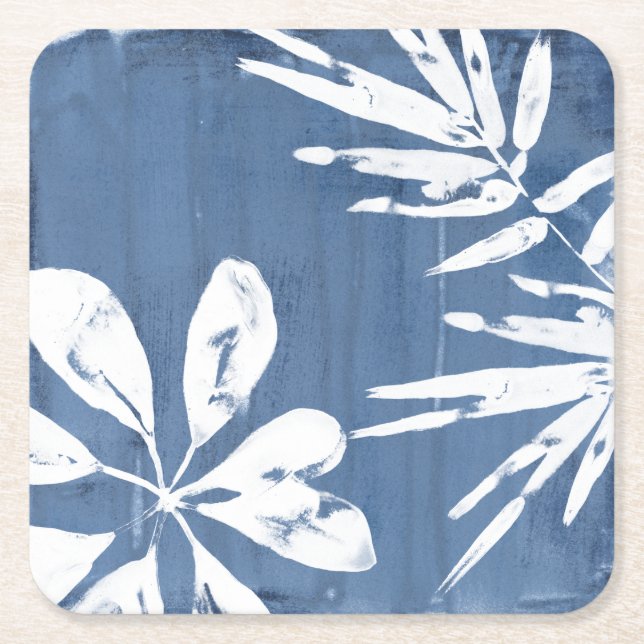 Dessous De Verre Carré Impressions tropicales d'indigo - verdure (Devant)