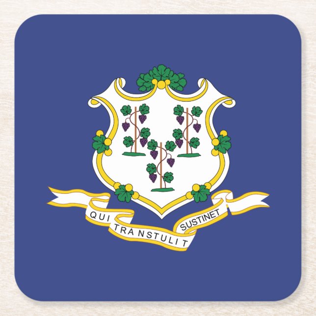 Dessous De Verre Carré Indicateur d'état Connecticut (Devant)
