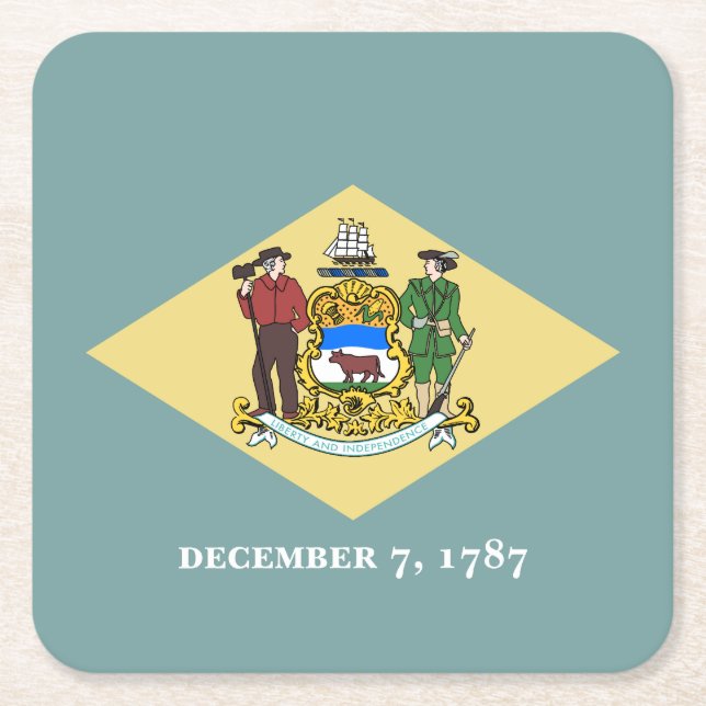 Dessous De Verre Carré Indicateur d'état du Delaware (Devant)
