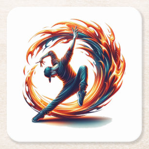 Dessous De Verre Carré Inferno Spin - Stimuler l'esprit de Breakdance