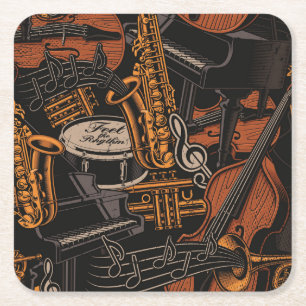 Dessous De Verre Carré Instruments de musique partout