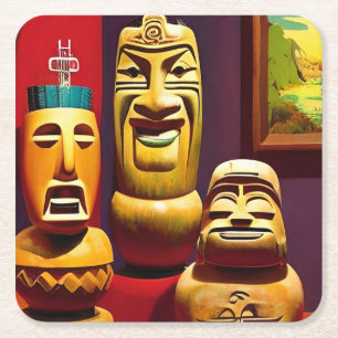 Dessous De Verre Carré Intérieur Tiki Life Ken Gage Art