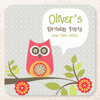 Dessous De Verre Carré Invitation d'anniversaire de forêt mignonne avec c