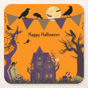 Dessous De Verre Carré Invitation de la fête d'Halloween éffrayante