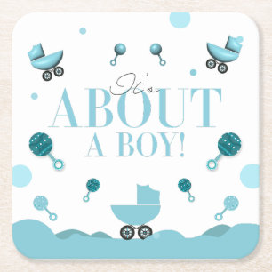 Dessous De Verre Carré Invitation pour une Baby Shower pour un Garçon - S