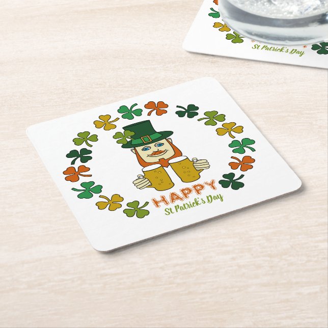 Dessous De Verre Carré Irish Leprechaun, Saint Patrick's Day (Incliné)