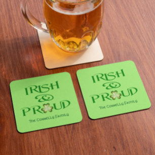 Dessous De Verre Carré Irlandais et Shamrock fier Personnalisé
