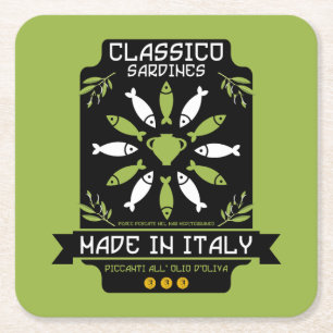 Dessous De Verre Carré Italien Sardine Art Print Kitchen Cadeau