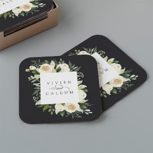 Dessous De Verre Carré Ivory Bloom Mariage de cadre floral personnalisé