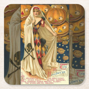 Dessous De Verre Carré Jack-o'-lantern antique Halloween