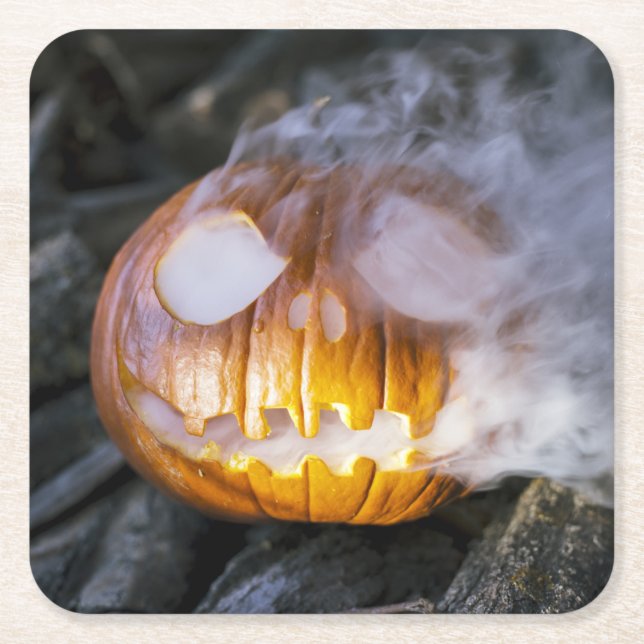 Dessous De Verre Carré Jack-o-lanterne Éffrayant (Devant)