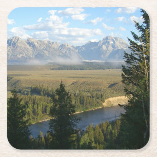 Dessous De Verre Carré Jackson Hole Mountains et River
