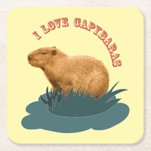 Dessous De Verre Carré J'adore les capybaras Amoureux de capybara mignon