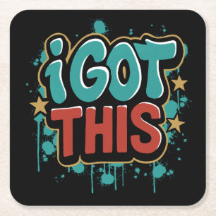 Dessous De Verre Carré J'AI ÇA Typographie Motivationnelle de Style Graff