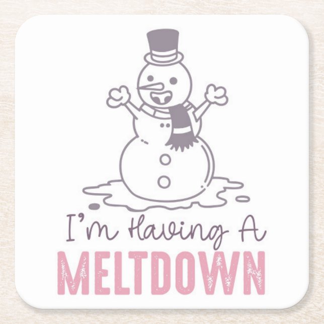 Dessous De Verre Carré J'ai une fonte - Drôle Snowman Design (Devant)
