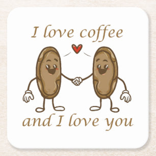 Dessous De Verre Carré J'aime le café et je t'aime